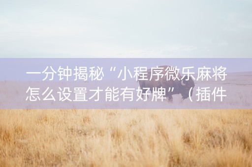 一分钟揭秘“小程序微乐麻将怎么设置才能有好牌”（插件开挂免费AI)