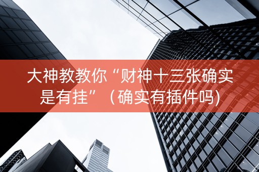 大神教教你“财神十三张确实是有挂”（确实有插件吗)