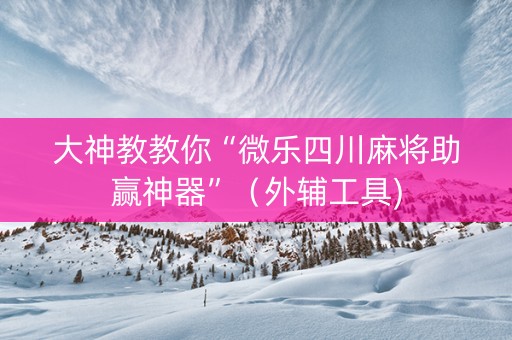 大神教教你“微乐四川麻将助赢神器”（外辅工具)