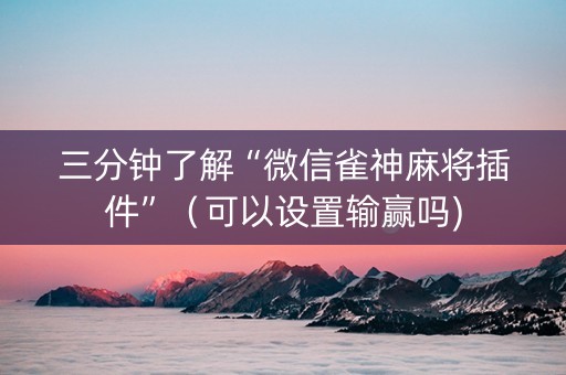 三分钟了解“微信雀神麻将插件”（可以设置输赢吗)