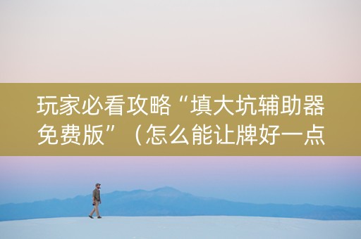 玩家必看攻略“填大坑辅助器免费版”（怎么能让牌好一点)