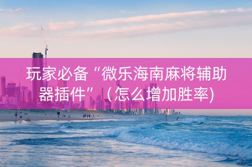 玩家必备“微乐海南麻将辅助器插件”（怎么增加胜率)
