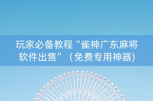 玩家必备教程“雀神广东麻将软件出售”（免费专用神器)