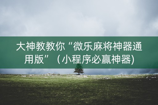 大神教教你“微乐麻将神器通用版”（小程序必赢神器)
