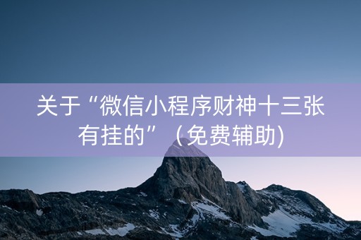 关于“微信小程序财神十三张有挂的”（免费辅助)