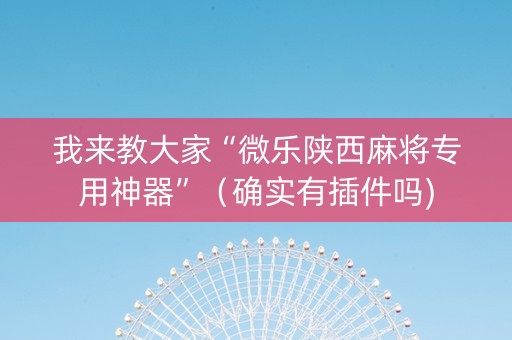 我来教大家“微乐陕西麻将专用神器”（确实有插件吗)