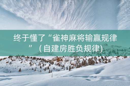 终于懂了“雀神麻将输赢规律”（自建房胜负规律)