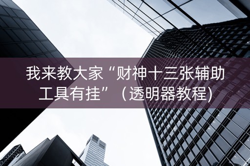 我来教大家“财神十三张辅助工具有挂”（透明器教程)