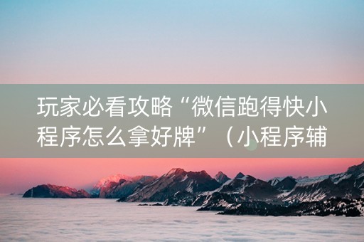 玩家必看攻略“微信跑得快小程序怎么拿好牌”（小程序辅助软件)
