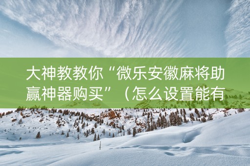 大神教教你“微乐安徽麻将助赢神器购买”（怎么设置能有好牌)