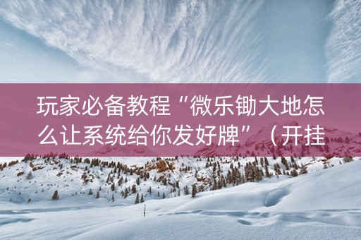 玩家必备教程“微乐锄大地怎么让系统给你发好牌”（开挂辅助脚本)