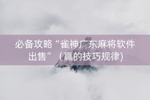 必备攻略“雀神广东麻将软件出售”（赢的技巧规律)