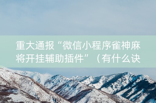 重大通报“微信小程序雀神麻将开挂辅助插件”（有什么诀窍)