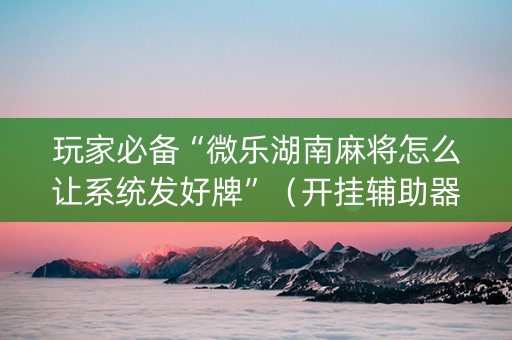 玩家必备“微乐湖南麻将怎么让系统发好牌”（开挂辅助器插件)