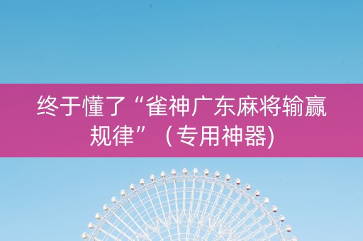 终于懂了“雀神广东麻将输赢规律”（专用神器)