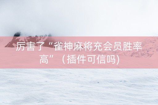 厉害了“雀神麻将充会员胜率高”（插件可信吗)