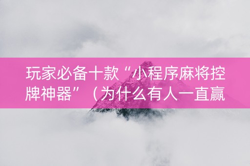 玩家必备十款“小程序麻将控牌神器”（为什么有人一直赢)