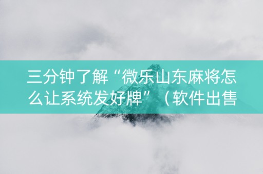 三分钟了解“微乐山东麻将怎么让系统发好牌”（软件出售)
