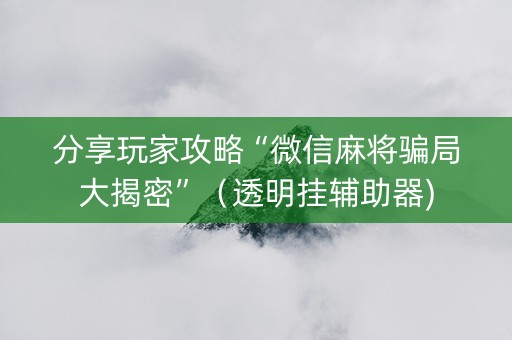 分享玩家攻略“微信麻将骗局大揭密”（透明挂辅助器)