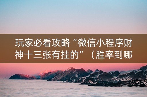玩家必看攻略“微信小程序财神十三张有挂的”（胜率到哪调)