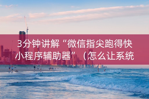 3分钟讲解“微信指尖跑得快小程序辅助器”（怎么让系统给你发好牌)