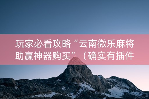 玩家必看攻略“云南微乐麻将助赢神器购买”（确实有插件吗)