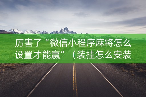 厉害了“微信小程序麻将怎么设置才能赢”（装挂怎么安装)