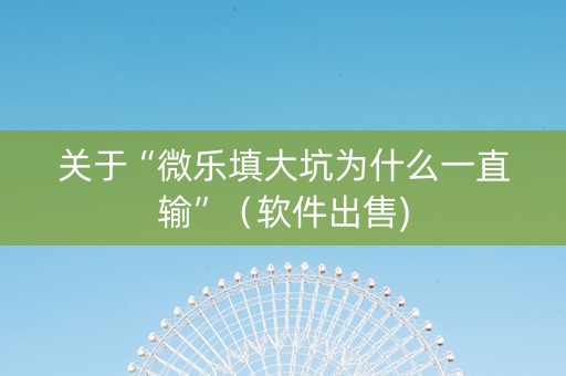 关于“微乐填大坑为什么一直输”（软件出售)