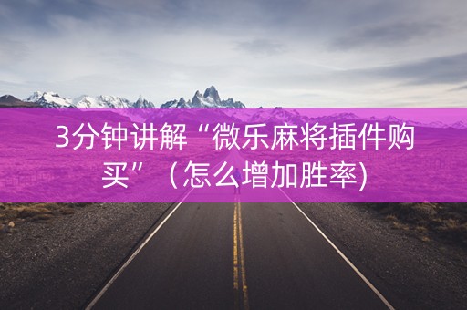 3分钟讲解“微乐麻将插件购买”（怎么增加胜率)