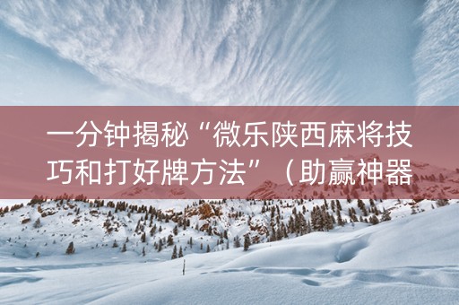 一分钟揭秘“微乐陕西麻将技巧和打好牌方法”（助赢神器)
