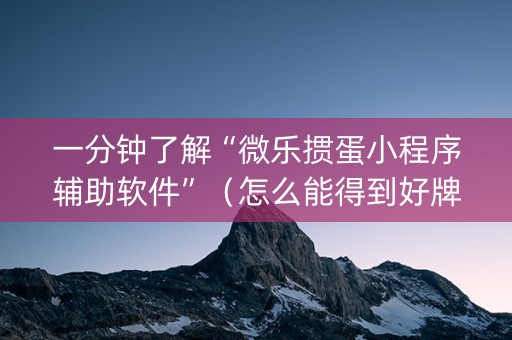 一分钟了解“微乐掼蛋小程序辅助软件”（怎么能得到好牌)