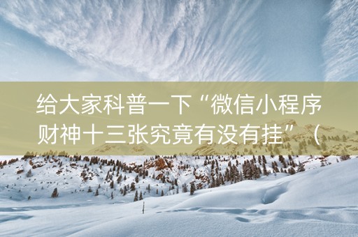 给大家科普一下“微信小程序财神十三张究竟有没有挂”（怎么让系统给你发好牌)