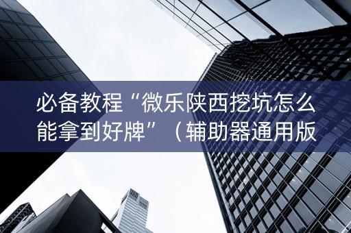 必备教程“微乐陕西挖坑怎么能拿到好牌”（辅助器通用版)