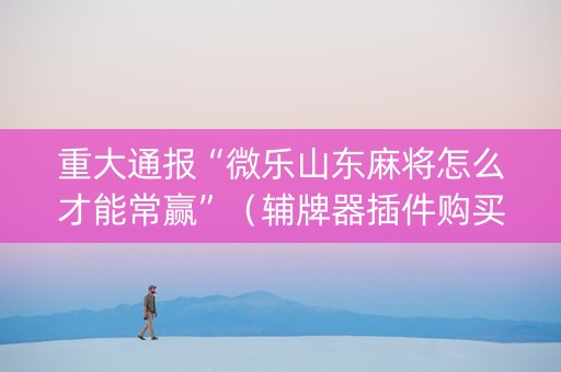 重大通报“微乐山东麻将怎么才能常赢”（辅牌器插件购买)