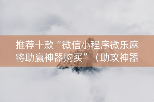 推荐十款“微信小程序微乐麻将助赢神器购买”（助攻神器)