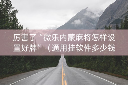 厉害了“微乐内蒙麻将怎样设置好牌”（通用挂软件多少钱)