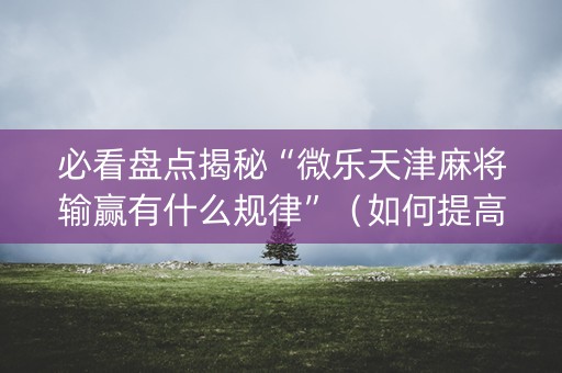 必看盘点揭秘“微乐天津麻将输赢有什么规律”（如何提高胜率)