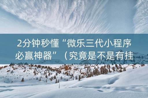 2分钟秒懂“微乐三代小程序必赢神器”（究竟是不是有挂)