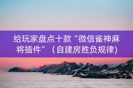 给玩家盘点十款“微信雀神麻将插件”（自建房胜负规律)
