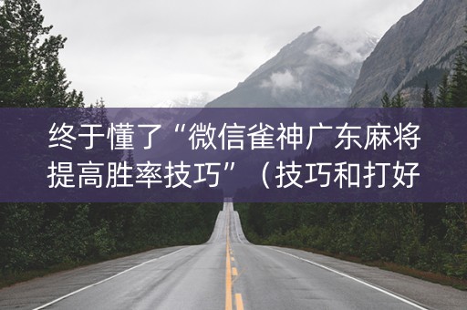 终于懂了“微信雀神广东麻将提高胜率技巧”（技巧和打好牌方法)