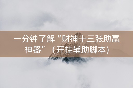 一分钟了解“财神十三张助赢神器”（开挂辅助脚本)