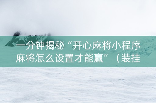 一分钟揭秘“开心麻将小程序麻将怎么设置才能赢”（装挂怎么安装)