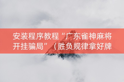 安装程序教程“广东雀神麻将开挂骗局”（胜负规律拿好牌)