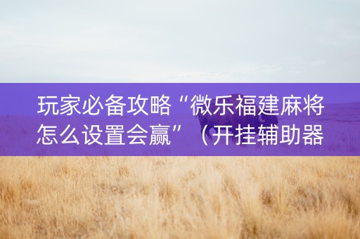 玩家必备攻略“微乐福建麻将怎么设置会赢”（开挂辅助器脚本)