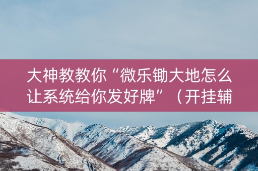 大神教教你“微乐锄大地怎么让系统给你发好牌”（开挂辅助器脚本)