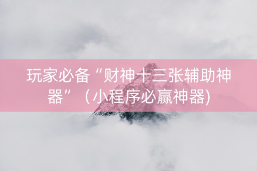 玩家必备“财神十三张辅助神器”（小程序必赢神器)