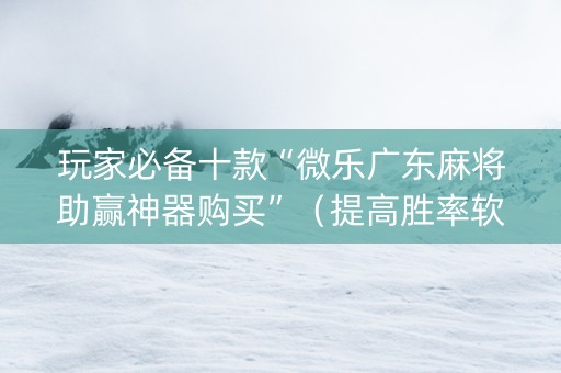 玩家必备十款“微乐广东麻将助赢神器购买”（提高胜率软件)