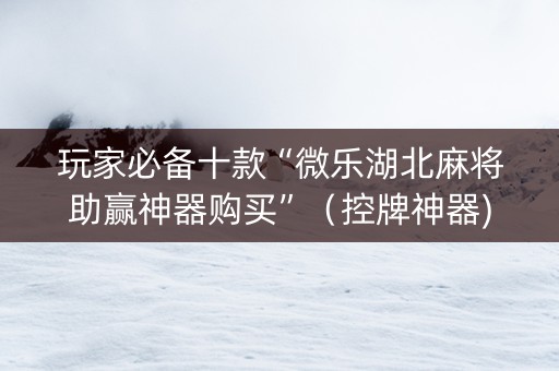 玩家必备十款“微乐湖北麻将助赢神器购买”（控牌神器)
