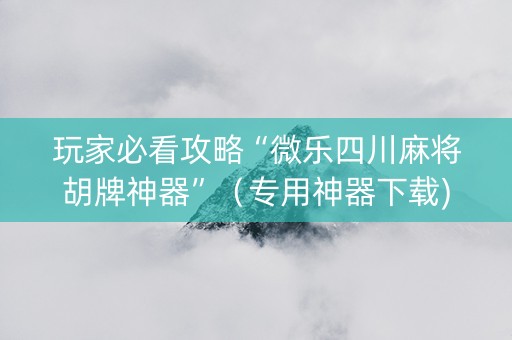 玩家必看攻略“微乐四川麻将胡牌神器”（专用神器下载)