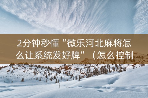2分钟秒懂“微乐河北麻将怎么让系统发好牌”（怎么控制输赢)